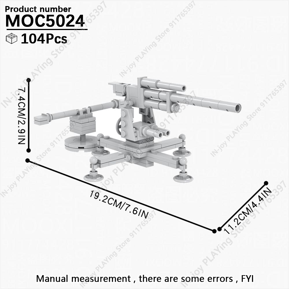 MOOXI Имитация военной войны Строительные блоки Вторая мировая война Руины поля боя Артиллерийская пушка Модель MOC Кирпичи Набор для взрослых Игрушка для мальчиков