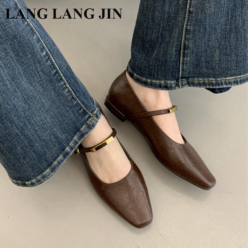 New Fashion Footwear Flats Ballet Shoes Brand Designer Women Casual Loafer Mary Janes Shoes Square Toe Ballerina Soft Shoe Mujer