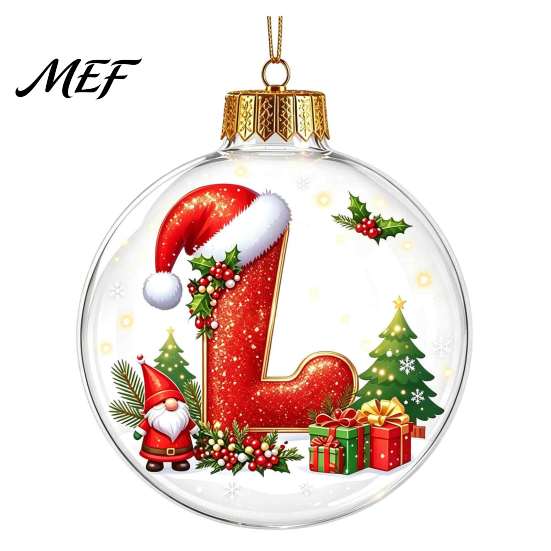Winter Holiday Party Supplies 26?Letter Acrylic Christmas Ball Ornament, 3D Crystal Style Alphabet Xmas Wall Hanging Ornaments Pendant, Tree