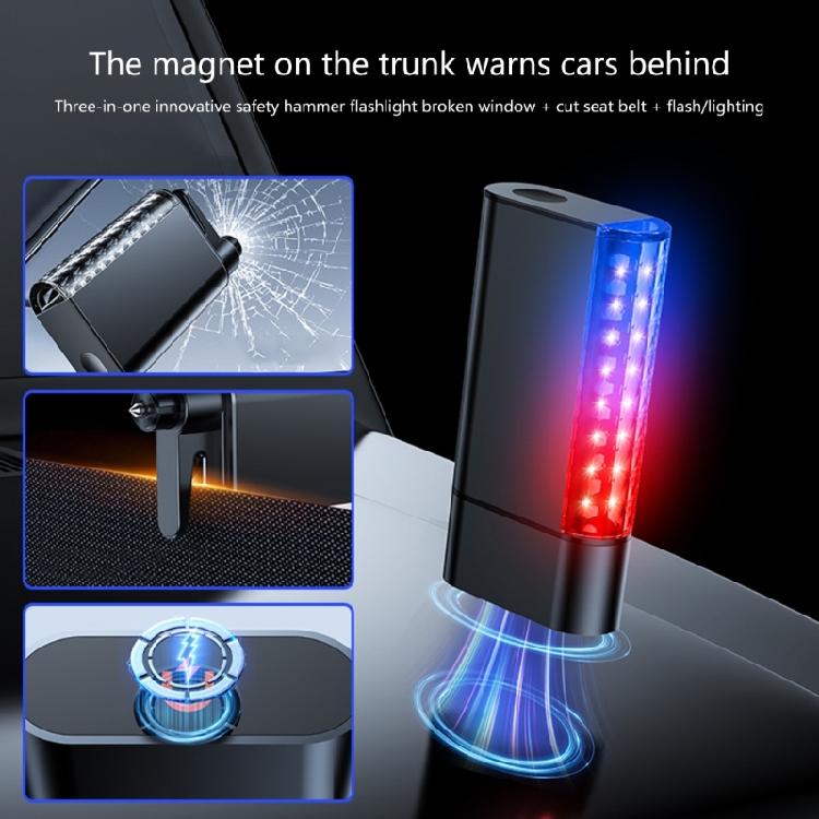 Multifunctional Car Rescues Gadgets with Bright LED Flashlight and Window Hammer for Safe Travel and Outdoor Adventures