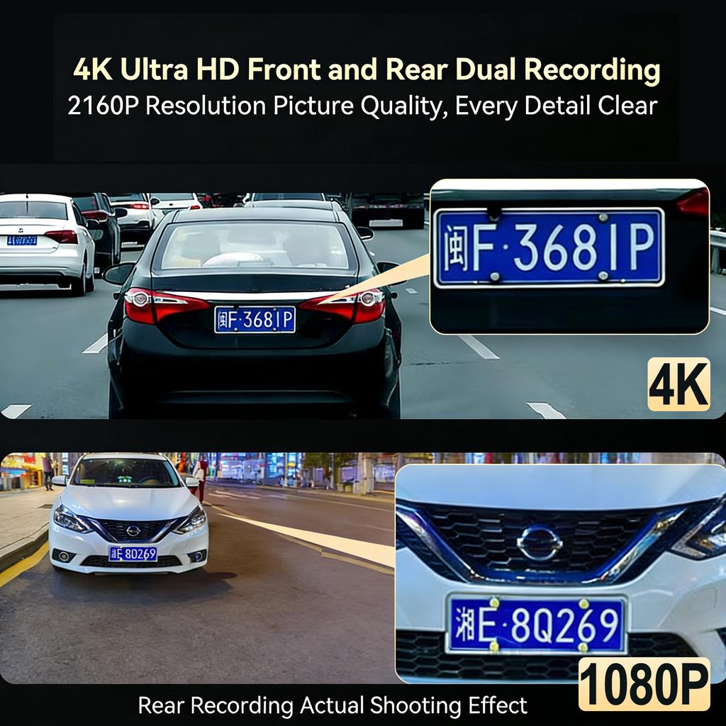 ASF1 Двухлинзовый 4K WiFi Видеорегистратор Автомобильный DVR Передний Задний Ночное Видение 24H Парковка Мини Черный Ящик Записывающее Устройство для Автомобиля