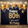 Black Gold 80th Balloon Birthday Backdrop 1pc - Room Wall Decor