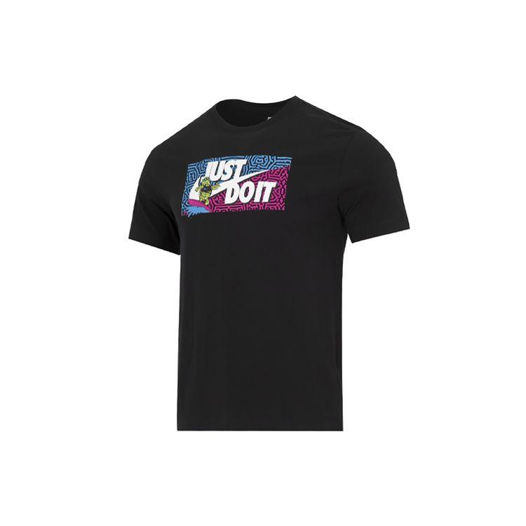 Nike Повседневная футболка с коротким рукавом и логотипом с мультяшным принтом и квадратным вырезом, мужские топы, черные DQ1088-010