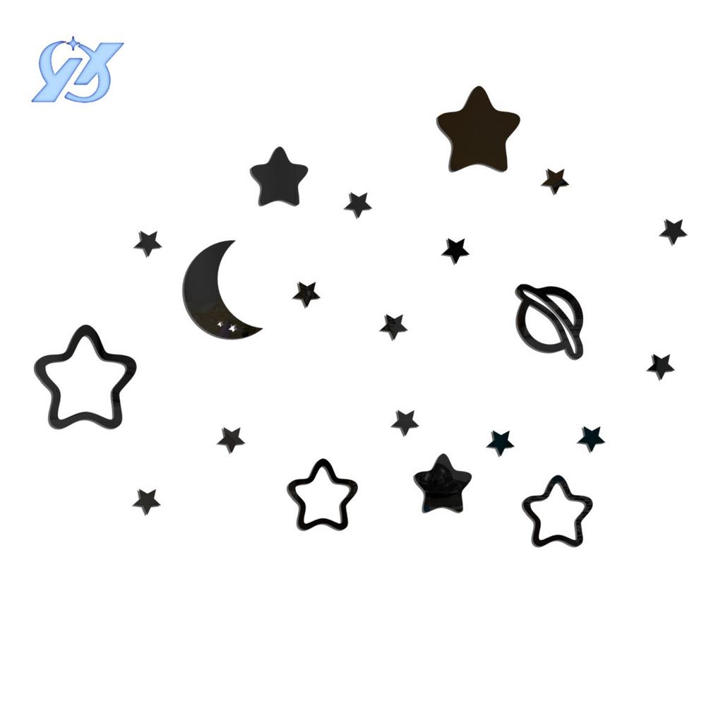 Звезды и луна зеркало акриловые настенные наклейки спальня детская комната настенное украшение макет настенные наклейки