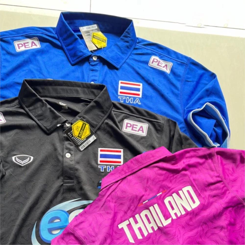 ТАИЛАНД Национальная женская волейбольная форма 2023 года для фанатов, версия для печати, быстросохнущая рубашка-поло из полиэстера с коротким рукавом, форма с логотипом Таиланда, спортивная форма в помещении