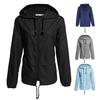 Women Outdoor Rain Jacket Lightweight Loose Fit Casual Coat for Camping Hiking Hooded with Lined Waterproof Windbreaker with Pockets