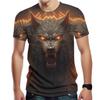 Summer 3D Printed T-shirt Men's Wolf Pattern Round Neck Short Sleeved T-shirt