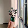 Retro French Green Crystal Vase Brooch Personalized Niche Light Luxury Brooch Pin Women'S Clothing Accessories