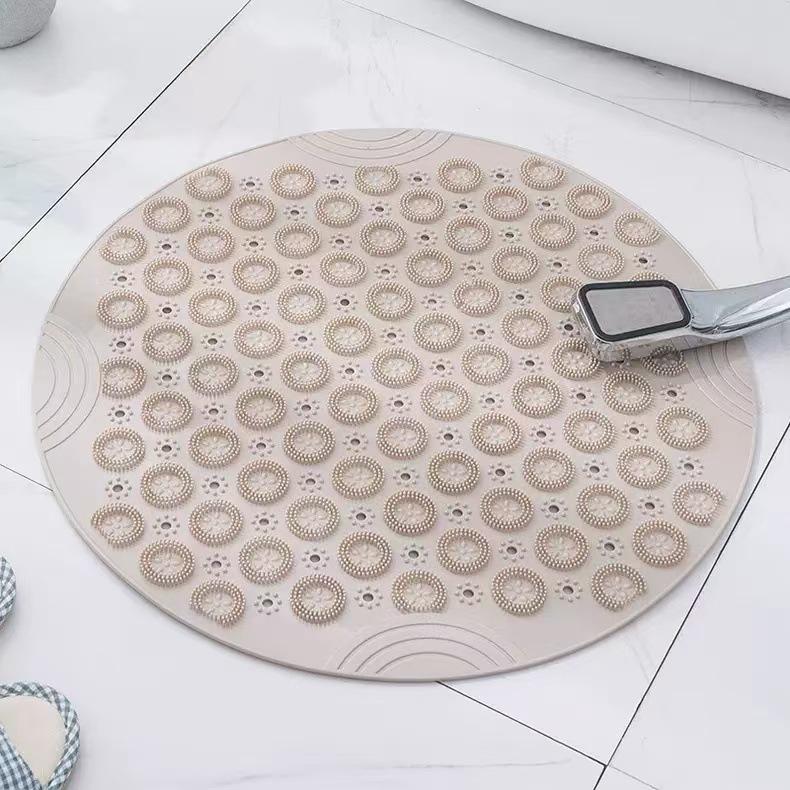 Round Anti-Slip Shower Mat with Suction Cups - Bathroom Floor Massage Pad