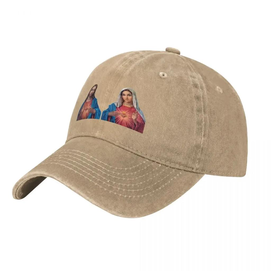 Sacred and Immaculate Hearts (Jesus and Mary) transparent background Baseball Cap summer hat Luxury Women Unisexs