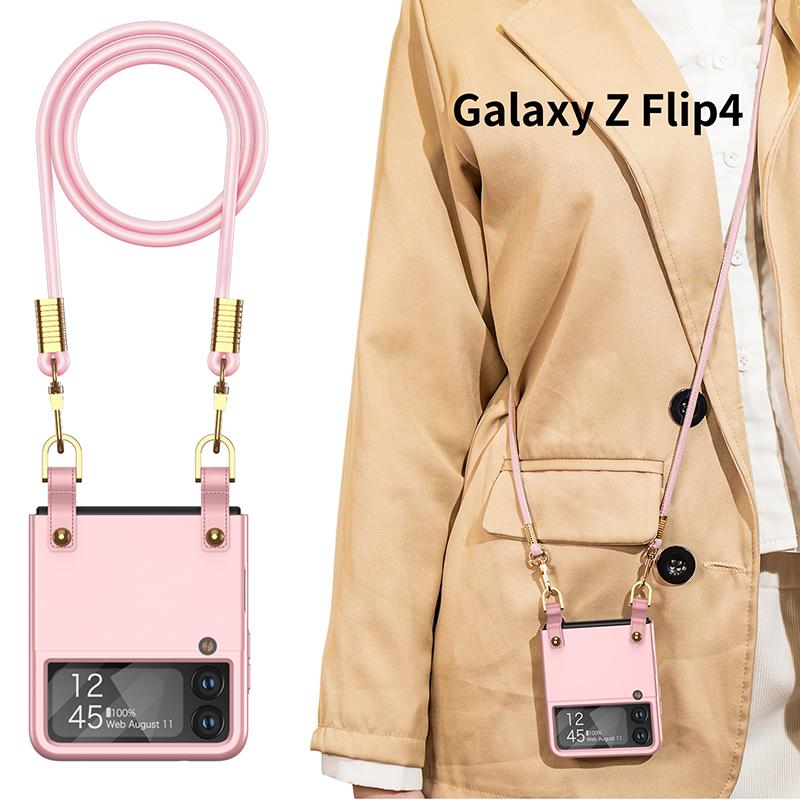 Чехол Flip 4, модный чехол через плечо для Samsung Galaxy Z Flip 3 4 5g Flip3 Flip4, чехол для телефона с защитой от падения, с защитной пленкой