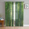 Bamboo Watercolor Painting Tulle Curtains For Living Room Bedroom Voile Curtain Home Decoration Sheer Balcony Door Curtain