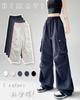 HIMATI Cargo Long Wide Leg Cargo Pants with Loose Hip Hop Stylish Bottoms Navy Size M Women's Pants, Pants, Pockets, Fit, Dance, - -