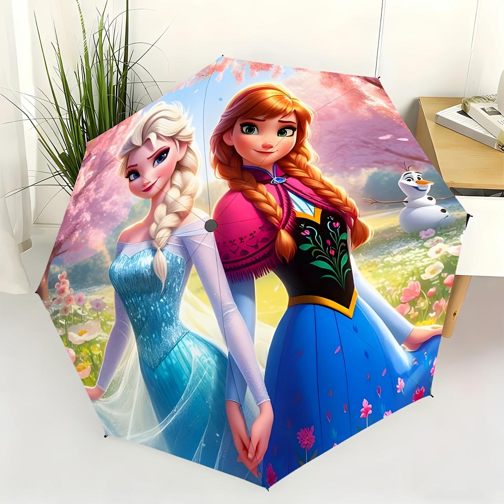 1pc Disney Frozen Sisters Automatic Umbrella, All-Weather Folding Umbrella for All Occasions, Portable Compact Umbrella, Chris