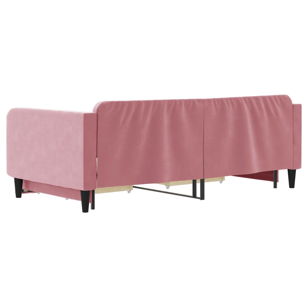 Pull Out Daybed with Drawers Pink 100 x 200 cm Velvet
