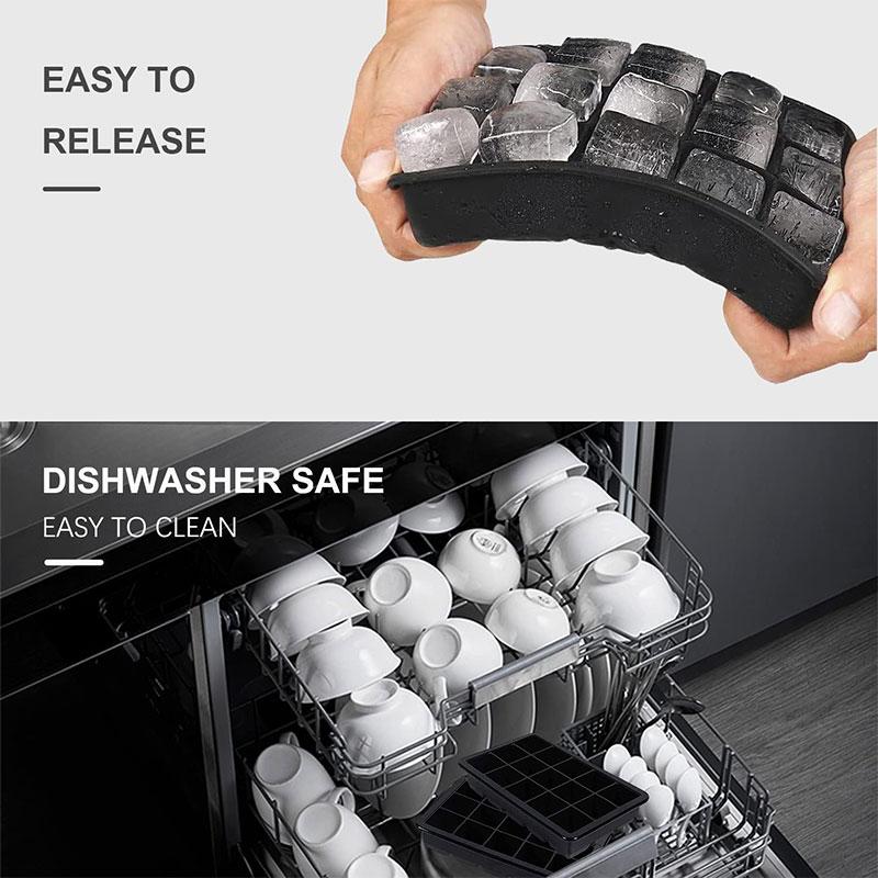 6/15 Сетка Большие квадратные лотки для кубиков льда Гибкие силиконовые формы для кубиков льда с крышкой Штабелируемый льдогенератор для контейнеров морозильника