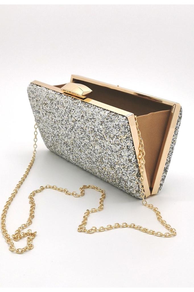 Women's Stylish and Useful Evening Dress Bag Powder Fabric Faux Leather Evening Dress Bag