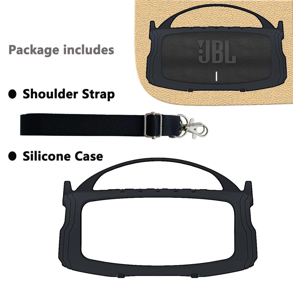 JCHPINE Силиконовый чехол для портативной Bluetooth-колонки JBL Charge 5, Защитный силиконовый чехол для аксессуаров для колонки JBL Charge 5 (Черный чехол)