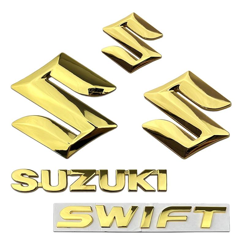 for SUZUKI Swift Metal Alloy Car Front Emblem Rear Trunk Logo 3D Badge Steering Wheel Sticker Modified Letter Decoration 1ET