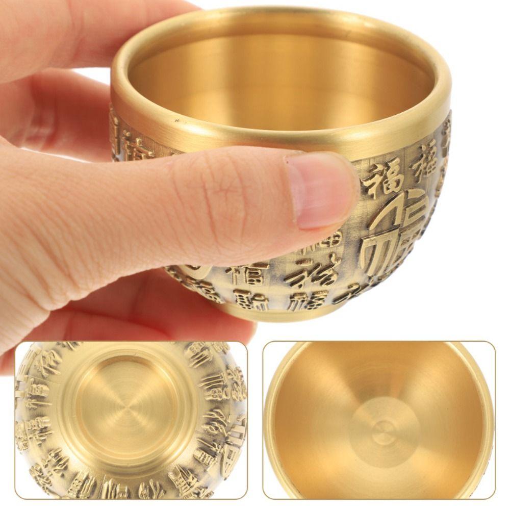 Удачи Латунная Питьевая Чашка Традиционная Латунная Чаша Фэн-шуй Феникс Цилиндрическое Украшение Домашний Декор