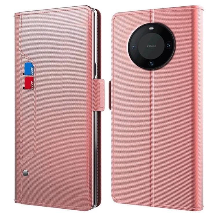 Для Huawei Mate 60 Pro чехол-подставка с защитой от царапин, слотом для карт и зеркальным чехлом из искусственной кожи