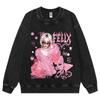 Взрослые Женщины Мужчины Мода Повседневный Корейские ПОП-звезды Доминируют Розовый Ли Ноу Феликс Принт Толстовка с Длинными Рукавами