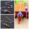 Hexagon Pyramid 7 Chakra Orgonite Reiki Pendulum Pendant Healing Crystal Amulet Natural Stone