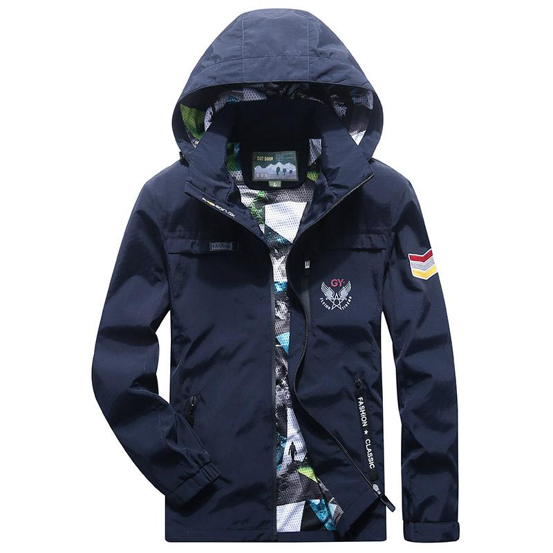 Новые мужские повседневные куртки весна и осень свободная мужская ветровка с капюшоном большой размер топы повседневные