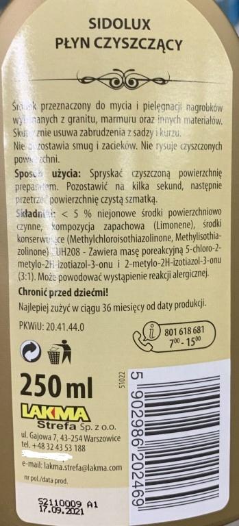 Sidolux tombstone and stone cleaning fluid 250ml