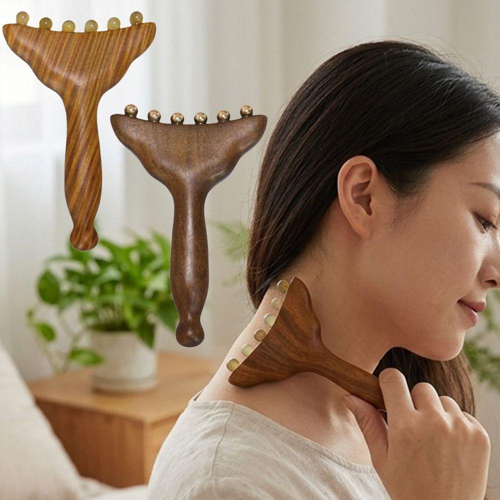 Sandalwood Meridians Massage Comb Copper/Horn Balls Lymphatic Drainage Massager  Breast Massage