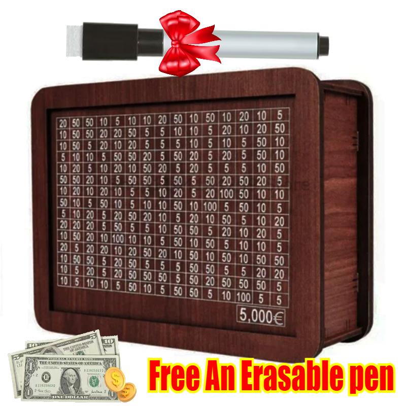 Handmade Natural Wooden Piggy Bank Decorative Disposable Saveing Money Box with Money Goals Counter Piggy Bank for Kids Adults