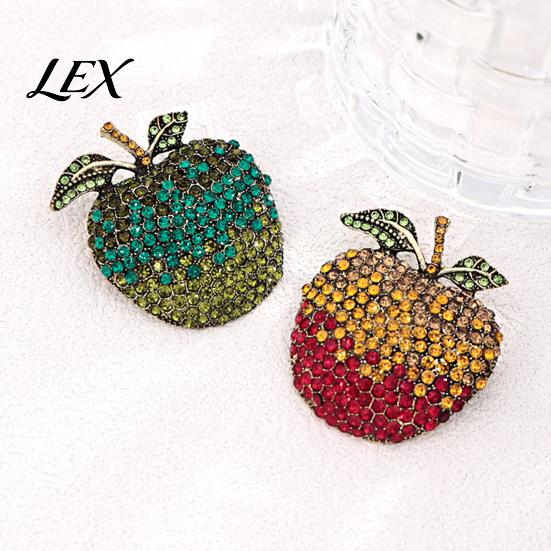 Bag Decorative Pin Rhinstone Fruit Brooch for Women, Shape Alloy Lapel Golden Tone Accessories Pin, Clothing Jewelry Wedding Party Prom Shirts