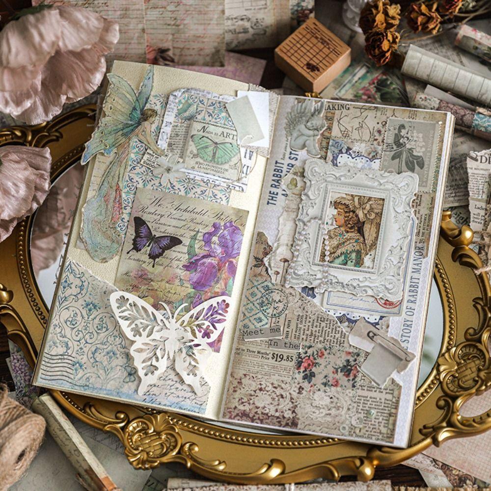 100 Sheets Scrapbook Paper Set Qimeng Old Testament Series DIY Memo Pads Gift Floral Butterfly Decorative Paper Sheets