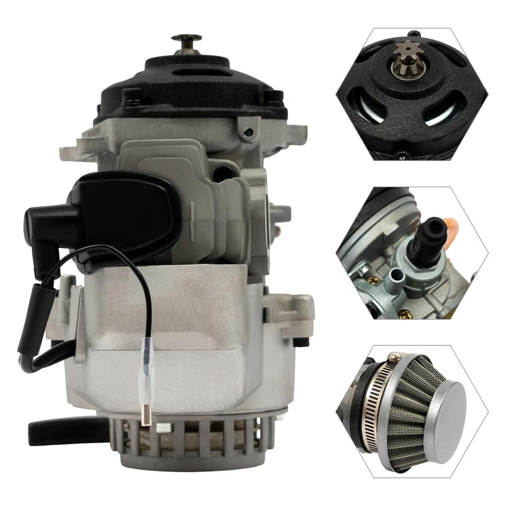 Одноцилиндровый 2-тактный двигатель мини-мотоцикла 49 куб.см с воздушным охлаждением Защита от коррозии и ржавчины С высокой мощностью и топливным баком 0,32 галлона