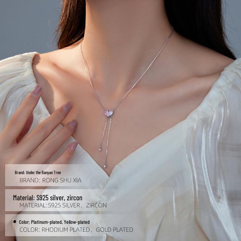 Ожерелье Banyan Tree S925 Silver Simple Heart Tassel - женская роскошная цепочка на ключицу