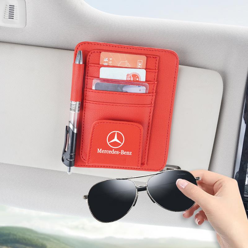 MTT5 PU Leather Car Sun Visor Organizer Ticket Card Holder For Mercedes Benz AMG GLE GLS CLA CLE GLC CLS GLA W223 W213 W206 W464 W247
