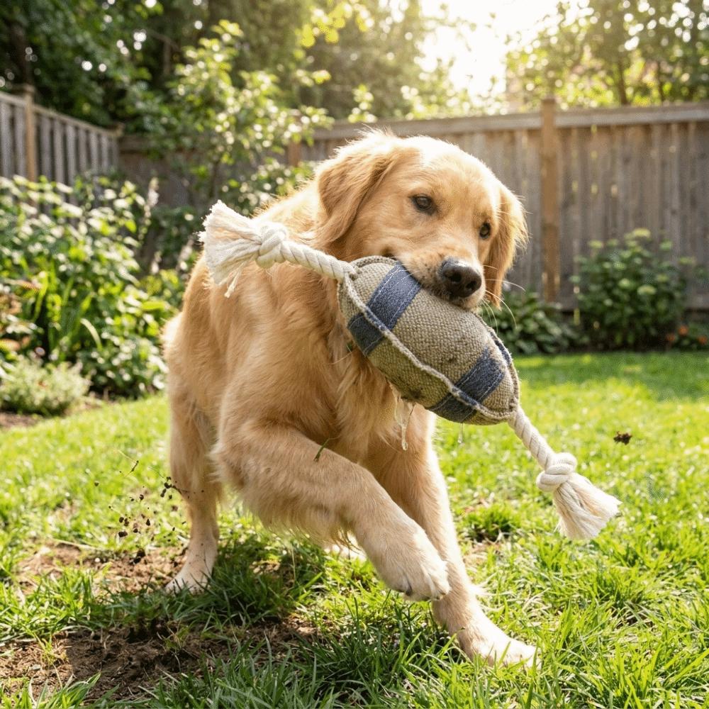 Rugby Shaped Dog Chew Toy Interactive Dog Teething Toys Pet Knot Toy  Dental Health Care