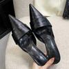 Fashion Splicing Shallow Mule Women Slippers Elegant Pointed Toe Thin Low Heels Party Dress Ladies Shoes