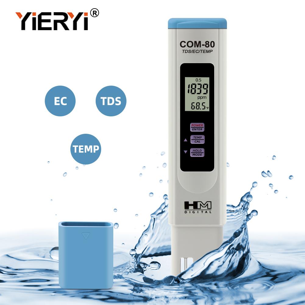 Yieryi COM-80 TDS EC TEMP Метр Цифровой тестер качества воды Монитор проводимости и температуры Для питьевой воды Аквариум Гидропоника