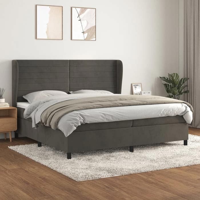 Maison Exclusive - Sommier à lattes de lit et matelas Gris foncé 200x200cm Velours