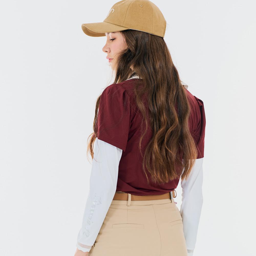 BENECIA12 Knit Collar Functional Pique Tee Wine