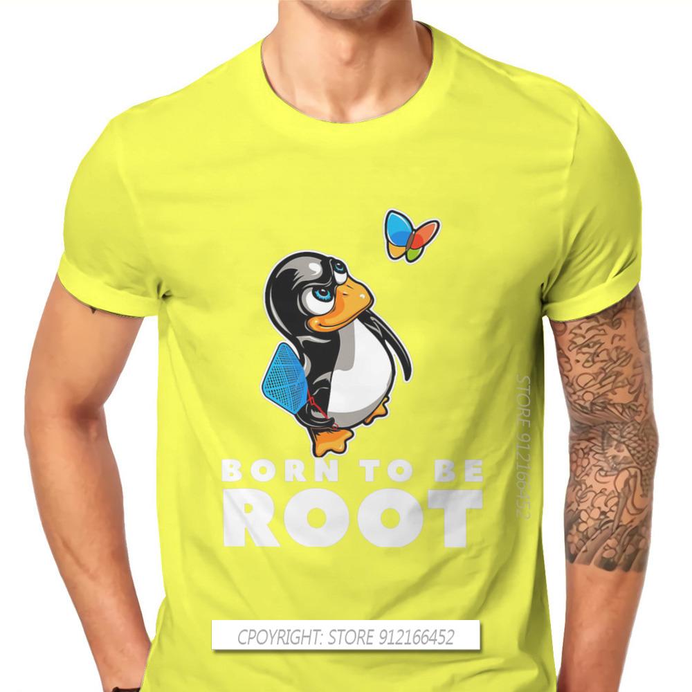 Linux Operating System Tux Penguin Man TShirt Butterfly Killer Illustration Fashion Basic T-Shirt Harajuku Streetwear Hipster