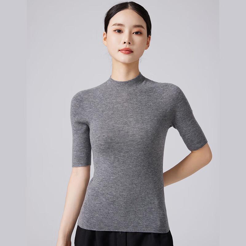 Fengxun Women's Pure Wool Slim Fit Mock Neck Knit Top