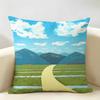 Japanese Minimalist Comic Style Cushion Cover Natural Linen Organic Fabric DoubleSided Printing Room Sofa Decor Pillow Case
