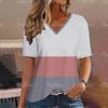 Women T Shirt Simple Stripe 3d Print T-shirt Women Fashion Blue V-Neck Short Sleeve Summer Tops Tees Women Clothing Oversized