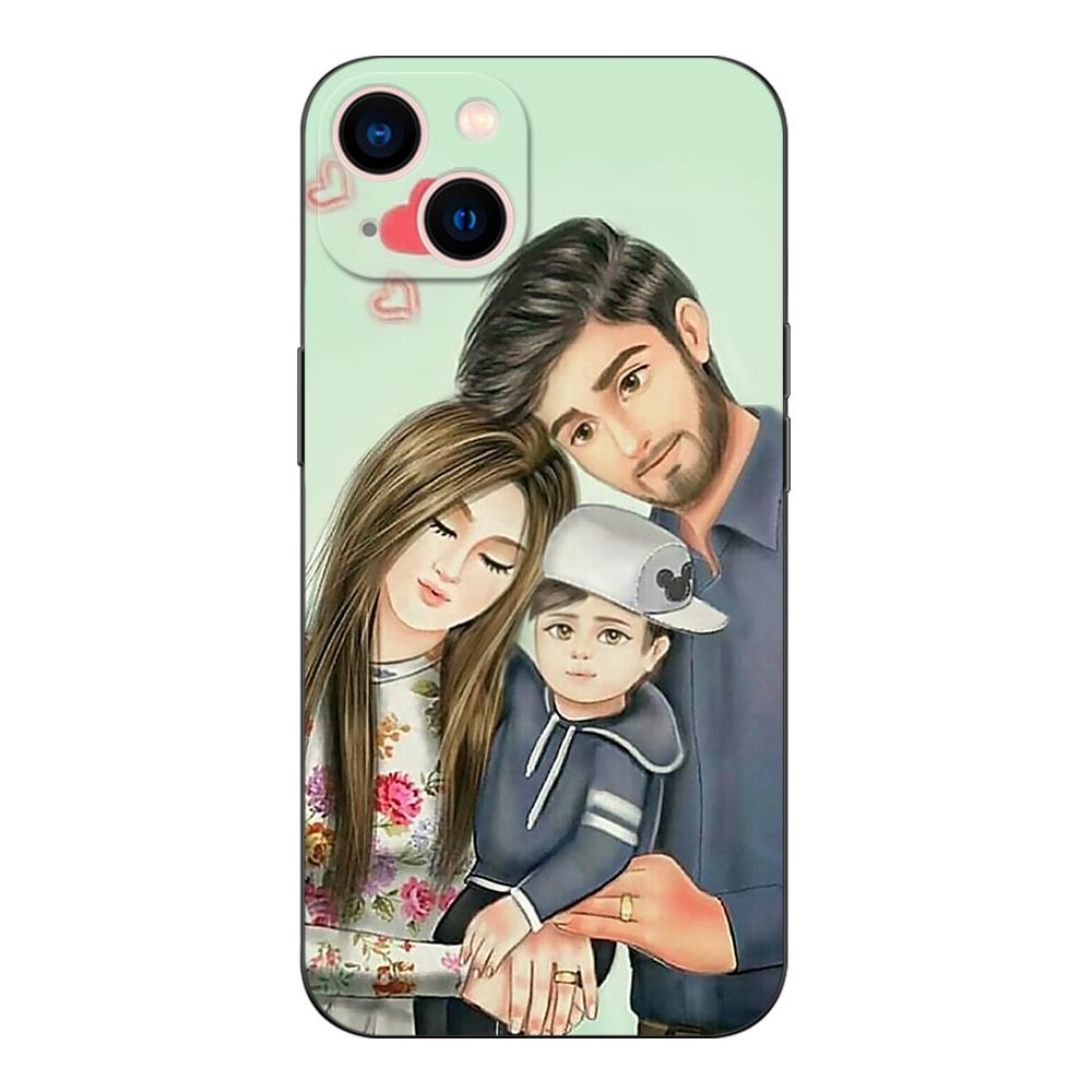 Black Tpu Case For Vivo V5 V5S V7 V9 Youth V11 V11i V15 V17 NEO V20 E V21 V21E V23 V23E PRO 4G 5G Mom Dad Baby Family