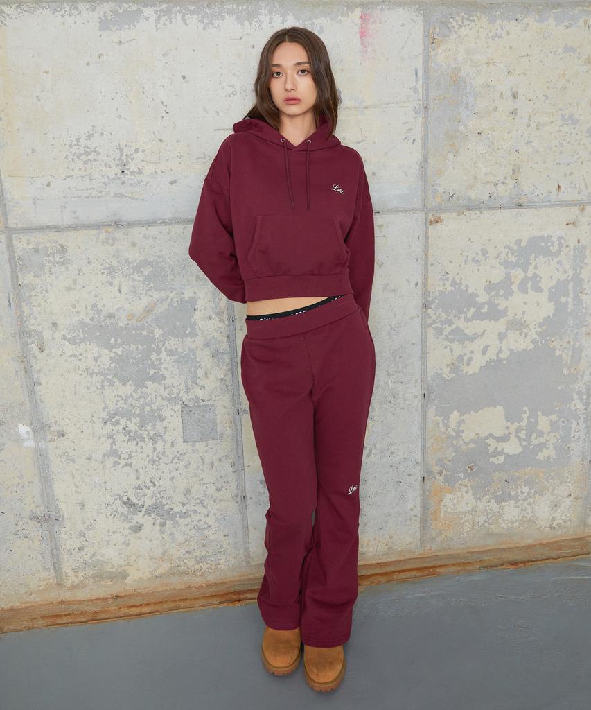 LMC Wm Shirring Boots Cut Sweat Pants Burgundy