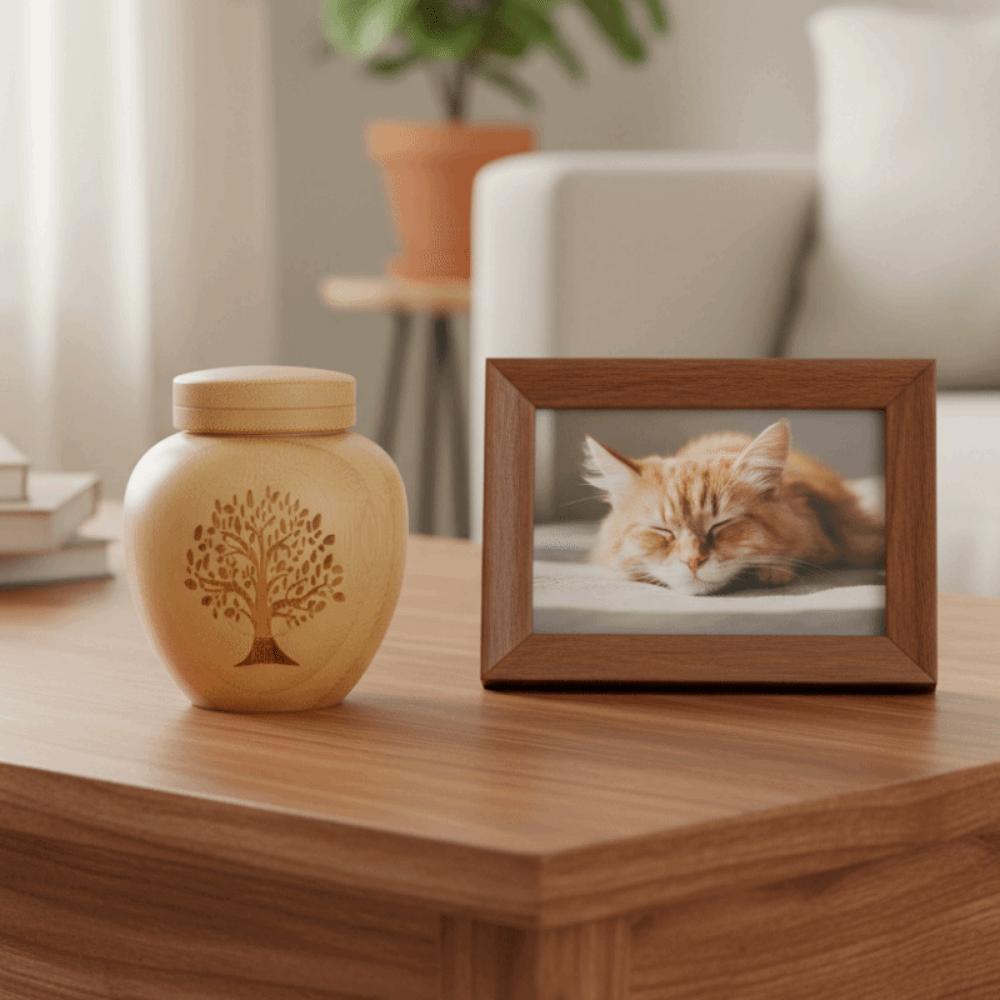Bamboo Mini Pet Urn Tree Patterns Pet Commemorative Box Dog Keepsake Urns  Memorial Gift