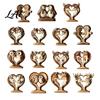 Gingerbread Man Wooden Animal Penguin Statues Owl Fox Ornament with Stable Base, Double Layer