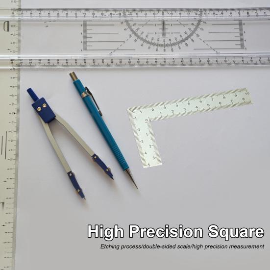 Измерительная линейка, процесс травления, двусторонняя шкала, высокоточная линейка из нержавеющей стали, угол 90 градусов, L-образная линейка. Товары для дома.